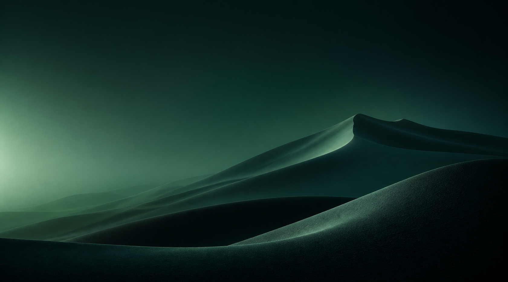 Dunas de areia negra em tons de verde profundo